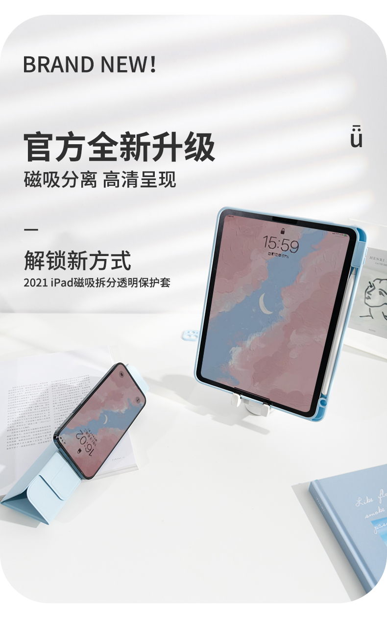 Magnetic/ detachable flip case for iPad 